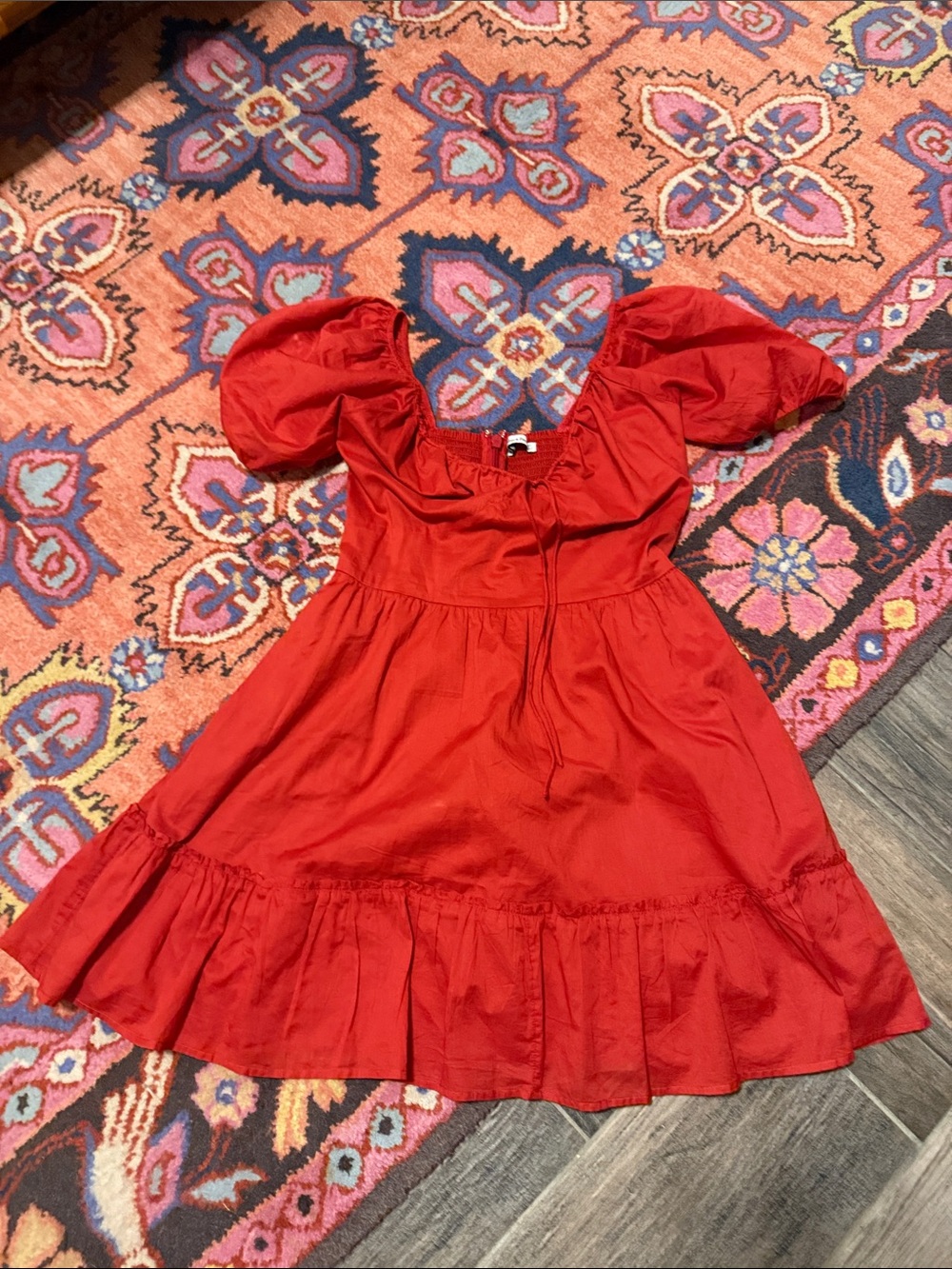 Abercrombie & Fitch Red Puff-Sleeve Mini Dress